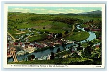 Cartolina Birds Eye View fiume Winooski porzione meridionale della città Montpelier VT