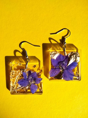 Orecchini resina con - resina, fiori