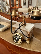 TELEFONO A DISCO VINTAGE ANTICO MARMO E OTTONE