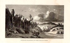 Stampa antica VITERBO necropoli etrusca Castel d' Asso 1880 Old Print Engraving