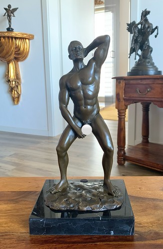 Statua bronzo nudo maschile - bronzo,