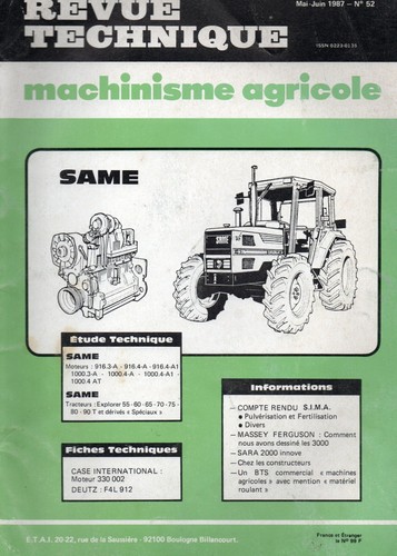 Revue technique tracteurs - revue,