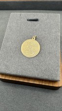 Ciondolo vintage in oro giallo 14 carati "Una data da ricordare" ciondolo tondo 1,87 g