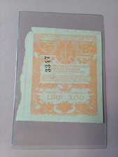 BIGLIETTO INGRESSO MINISTERO ISTRUZIONE GENERALE ANTICHITA' LIRE 3