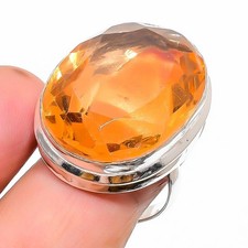 Anello regolabile con pietre preziose forma ovale in morganite fatto a mano...