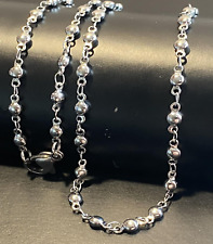 Collana rosario in acciaio inox da uomo donna 50 cm catenina catena lunga sfere