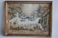 Quadro ricamo su seta del XIX