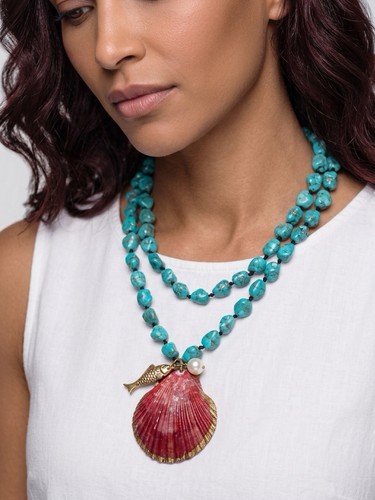 Collana perle turchesi con - collana,