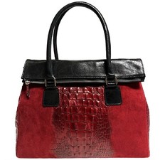 Modarno Borsa donna vera pelle scamosciato con manico, tracolla rimovibile (Big)