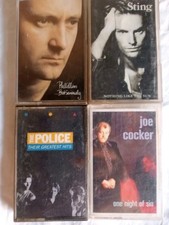  Cassette Lotto 4 PZ Police Sting  Cocker Phill Collins Musicassette Originali 