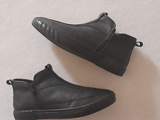 Scarpe Uomo 43 Pelle Nero Zip Mezzo Stivaletto Sneaker Fashion Artigianali __B5