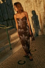 Maxi abito Zara marrone stampa