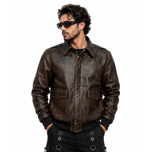 Giacca pelle bomber uomo - , a2