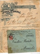 STRAZZA &  MOGLIA SALUMI E FORMAGGI  MILANO  FATTURA E BUSTA   23-10-1906
