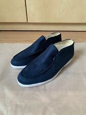 MilanoVestiti scarpe polacchini senza lacci open walk Loro Piana camoscio blu 44