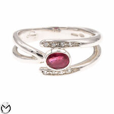 Anello in oro bianco 18 Kt 750 diamanti 0,04 ct e rubino -374/vv-