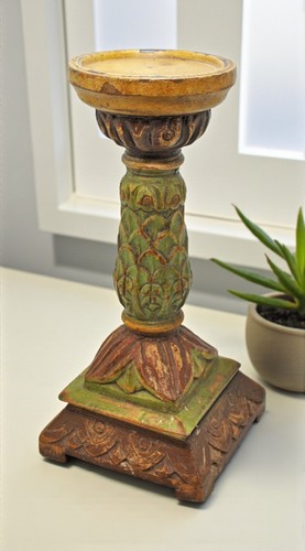 Vintage legno portacandele - in,