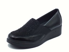 ENVAL Soft 8761100 Naplak Nero Mocassini Confort per Donna in vernice con elasti