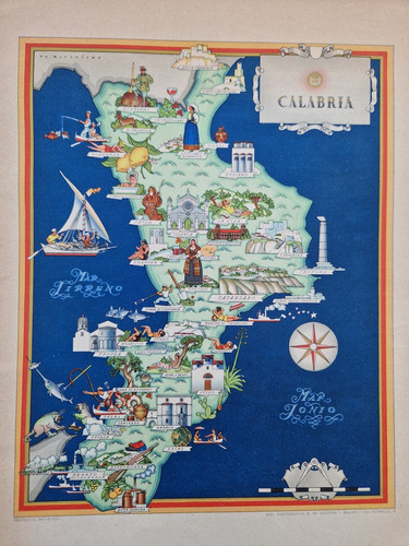 Vecchia cartina calabria - '50,