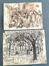 ACHILLE SDRUSCIA (1910-1994) coppia disegni dalla sua collezione privata 1940/2