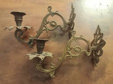 Coppia Di Portacandele Aplique Ottone Antichi