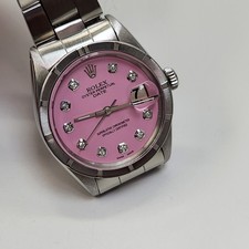 Rolex Data 34mm Acciaio Rosa Diamante Quadrante Oyster Orologio Automatico 1501 Circa 1968