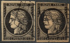1849-1850 - France 2x20c Ceres - Scott 3 used