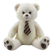 Peluche Orso Gigante Bianco 65 cm con Cravatta Seduto Max & Sax 0 Mesi+
