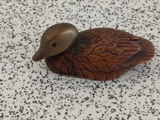 MALEVOLTI Italy PAPERA ANATRA in legno scolpito, testa in ottone, occhi in vetro