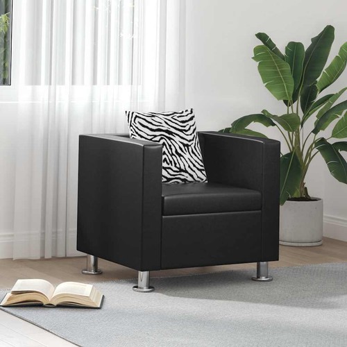 Poltrona cubo pelle nera - poltrona,