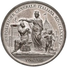 MD1_40) Umberto I (1878-1900) Medaglia 1884 Esposizione italiana Torino  Ø 52