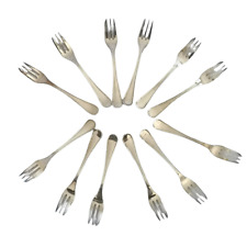 Servizio 12 forchette forchettine vintage dolce dessert torta argento 800 rebbi