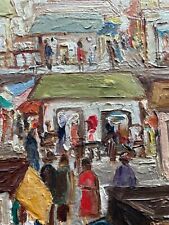 FLAVIA BALDI CARLOMUSTO (1917 - 1966) MERCATO PARIGI ANNI '40/'50 olio su tavola