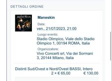 2 biglietti concerto maneskin 21 luglio 2023