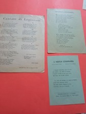 3 VOLANTINI  TESTI  CANZONI LEGIONARI FASCISMO MUSSOLINI 1936 AURO D'ALBA