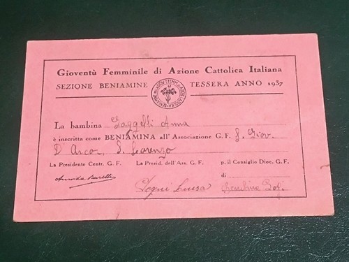 Tessera 1937 azione - tessera,