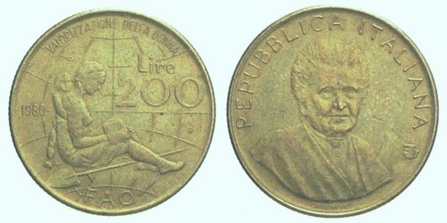 Italia 1980 200 lire fao - italia,