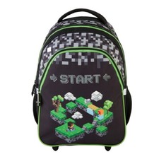MINECRAFT Trolley Zaino Con Ruote per la scuola Zaino con rotelle GAME PIXEL