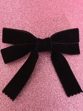 BLACK VELVET DOUBLE BOW HAIR CLIP 5’’ SWEET GOTH LOLITA BALLET BALLERINA PARTY