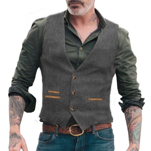 Gilet uomo grigio tweed - , caccia