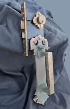 2avail antico vintage vecchio ottone porta ingresso esterno maniglia estraibile pomello piastra serratura