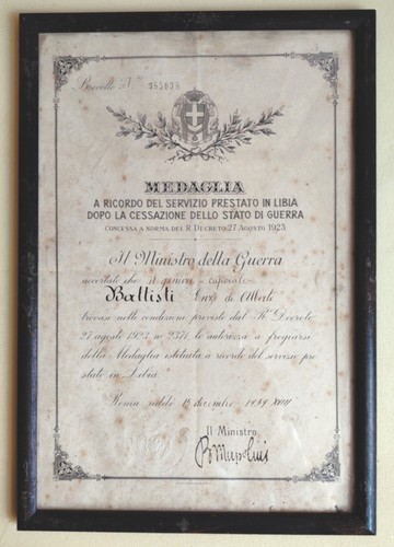 Attestato per medaglia - per, del