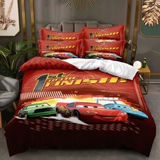 ⭐Auto⭐Mcqueen⭐Set Biancheria da Letto per Bambini 3 PEZZI Trapunta Copripiumino Dormitorio Singolo Matrimoniale King