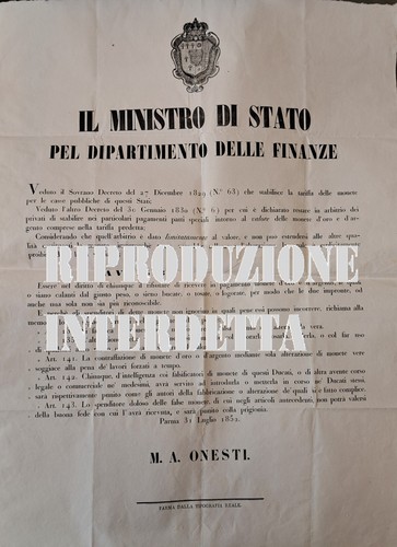 Manifesto del 1852 ducato - , di