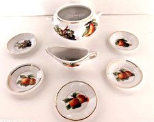 set 5 piatti per bambola porcellana (diametro cm 5)-salsiera-zuppiera