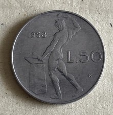 MONETA 50 LIRE VULCANO 1958