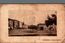 Modena Mirandola piazza U. l°, Tram , pieghine F. piccolo  spedita franc. asp.