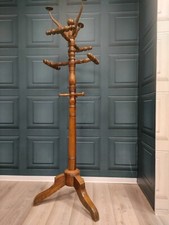 Appendiabiti maestoso da terra in legno '800 con parte superiore rotante