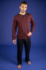 PIGIAMA UOMO 100% CALDO COTONE A RIGHE VERTICALI (DALLA M ALLA 60)
