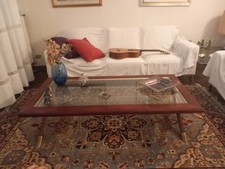 tavolo basso salotto cristallo mogano anni 80